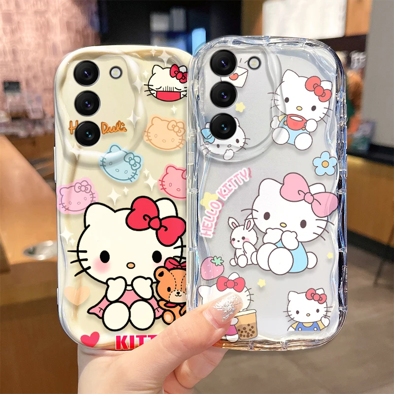 Sanrio HelloKitty Phone Case For Samsung Galaxy S24 S23 S22 S21Ultra Plus FE A73 A72 A71 A55 A54 A53 A52 Non-Slip Silicone Cover