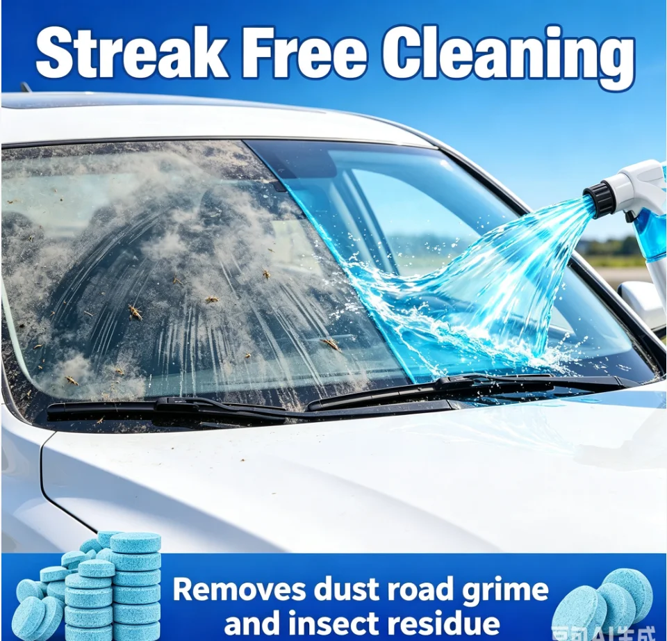 Solid Cleaner Car Windscreen Cleaner Effervescent Tablet Auto Wiper Glass Solid Cleaning Concentrated Tablets Detergent