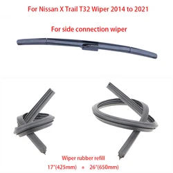 1 Set Front Wiper Blade Refill Rubber Strip For Nissan X Trail T32 2013 2014 2015 2016 2017 2018 2019 Car Wipers Replacement