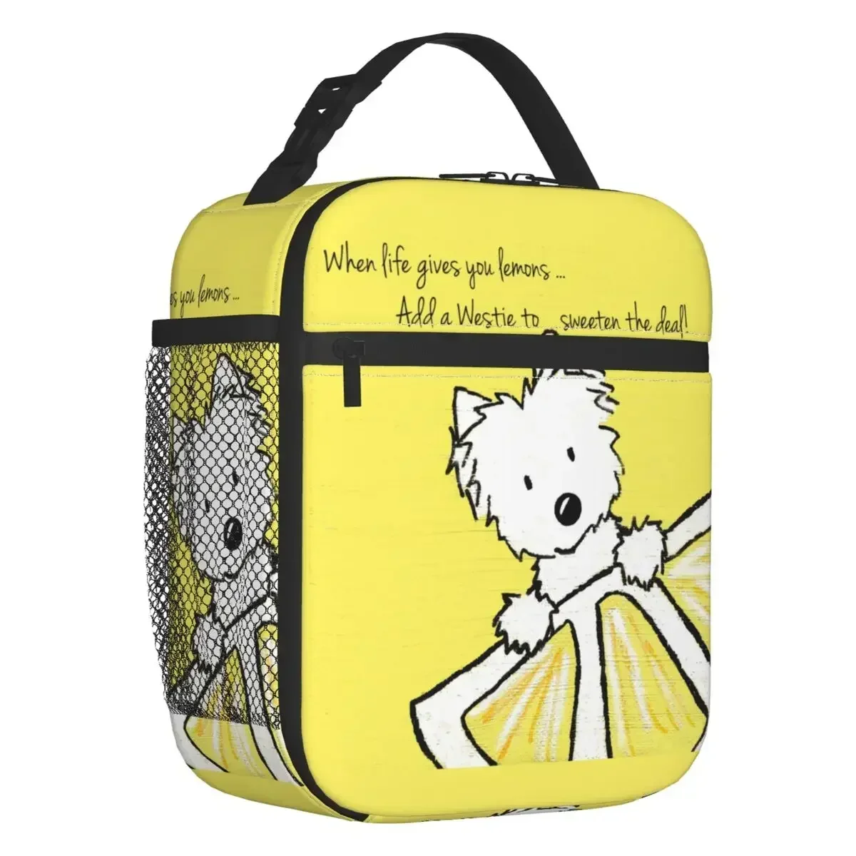 Life Lemons Westie Dog Portable Lunch Boxes Leakproof West Highland White Terrier Cooler Thermal Food Insulated Lunch Bag Kids