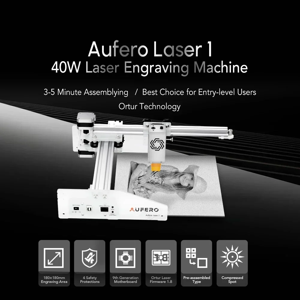 Beginner Portable Laser Engraver Cutter With Rotary Roller Aufero Pre-install Wood Metal Necklace Ring Marking Engraving Machine