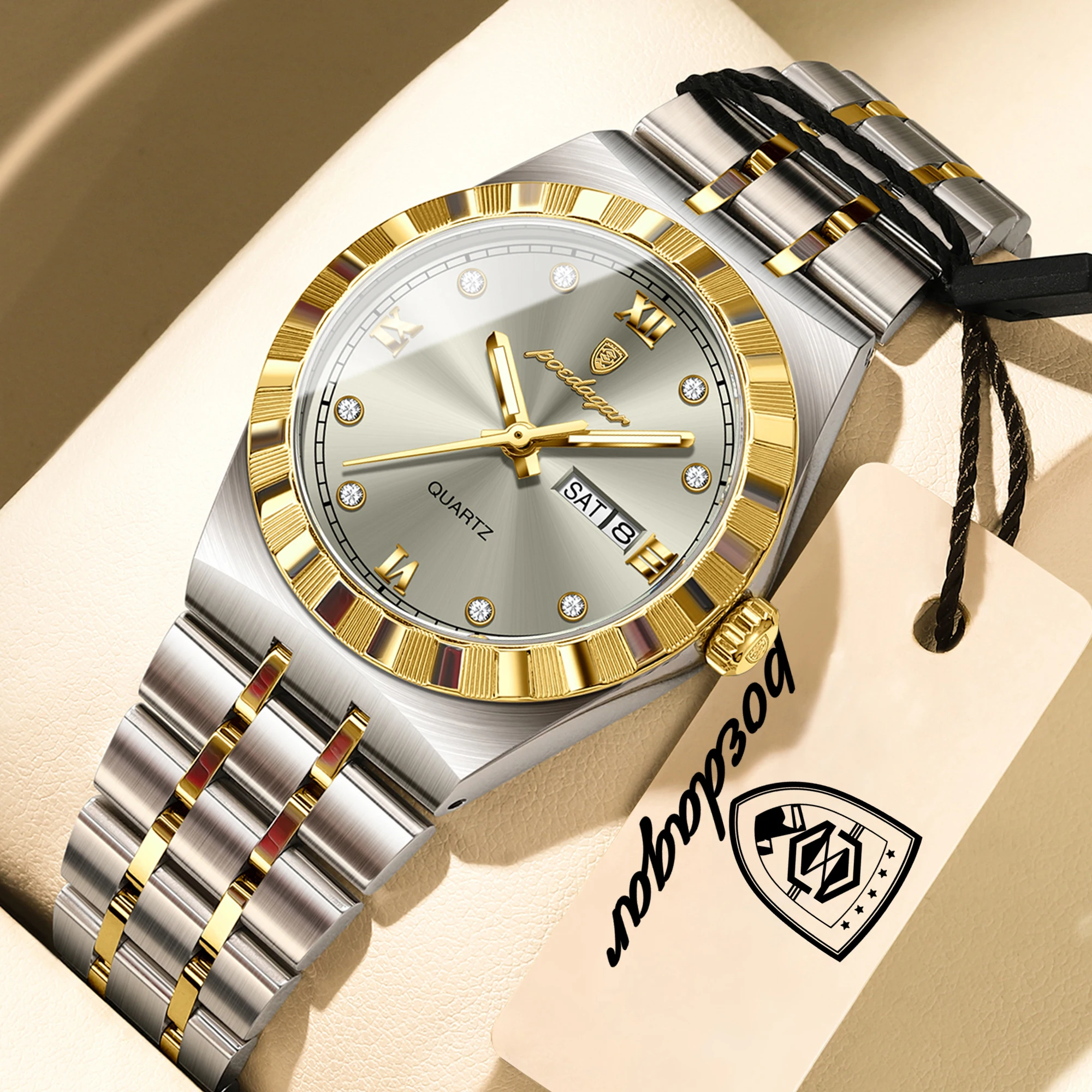 POEDAGAR Original Elegant Ladies Clock Luminous Waterproof Week Date Fashion Woman Watch Stainless Steel Quartz Women's Watches
