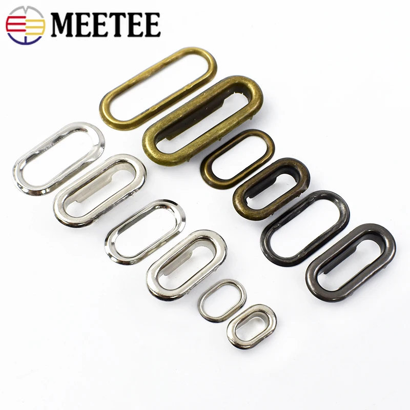 100sets Oval O Ring Metal Eyelet Buckles Hollow Eyelets Rivets Buttons Bags Garment Shoes Buckle DIY Leather Craft Accessories