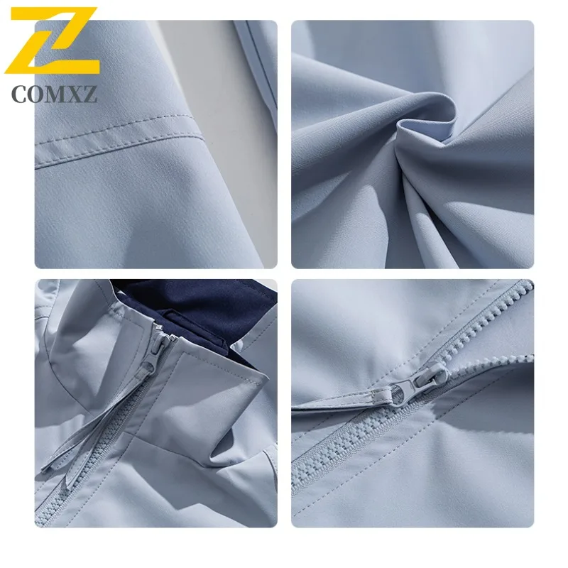 سترة رجالي COMXZ 2025 بتصميم أمريكي عتيق وياقة واقفة ملابس خروج عصرية للسفر معطف عالي الجودة مضاد للرياح ملابس خارجية خفيفة الوزن