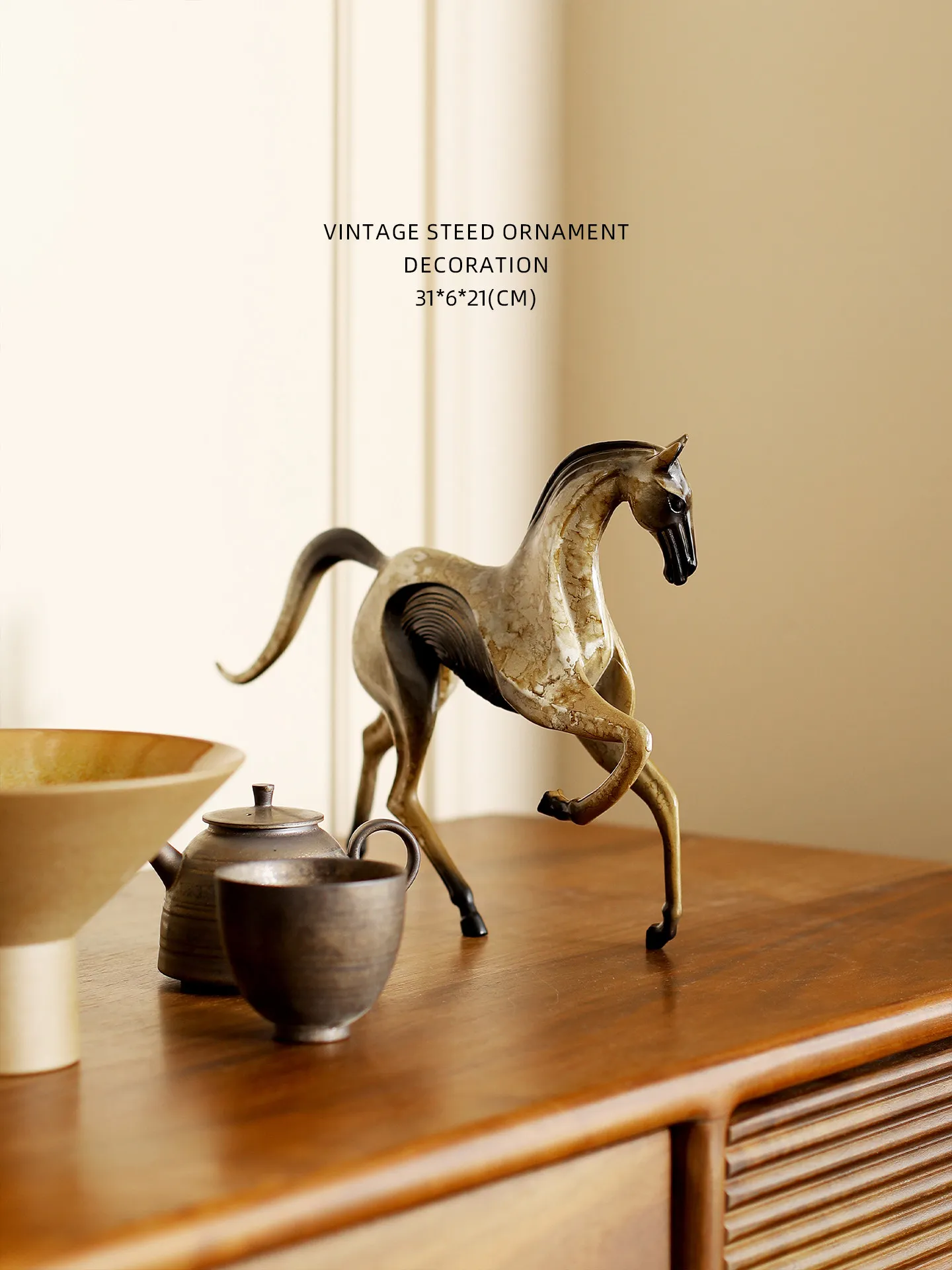 Figurine Sculpture New Chinese Style Steed Horse Statue Fortune Luck Living Room Study Office Housewarming New Year Home Decor