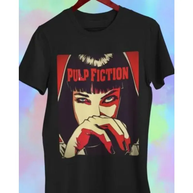 Pulp Novel Retro T-shirt, Patterned T-shirt for Women, Summer New Unisex Casual Fashion T-shirt