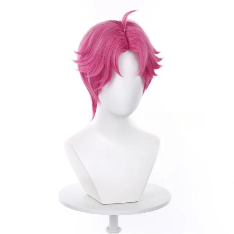 Abby Wig KPop Demon Hunters Saja Boys Abby Pink Red Short Cosplay Wig Heat Resistant Synthetic Hair Halloween Wigs + Wig Cap