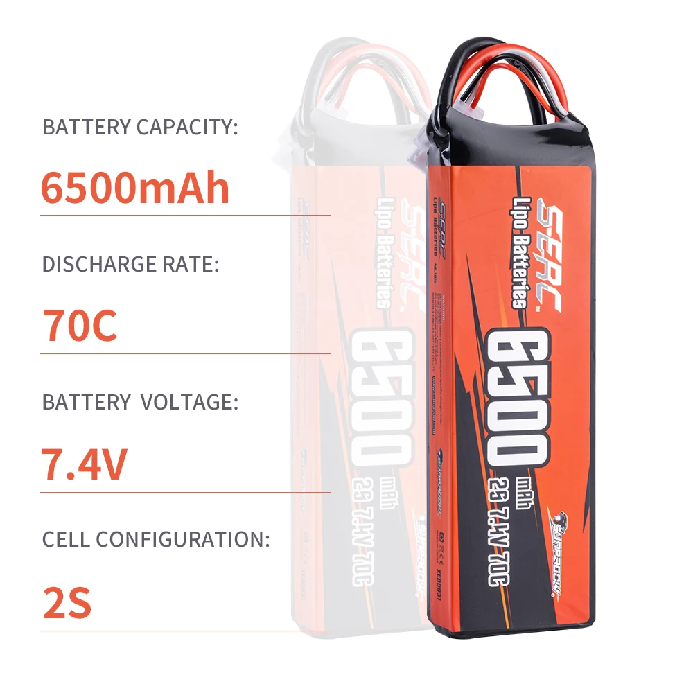 Sunpadow 2S Lipo Batterij Voor 6500Mah 7.4V 70c 100c Met Trx Plug Voor Rc Buggy Truggy Voertuigen Auto Boot Truck Race Hobby