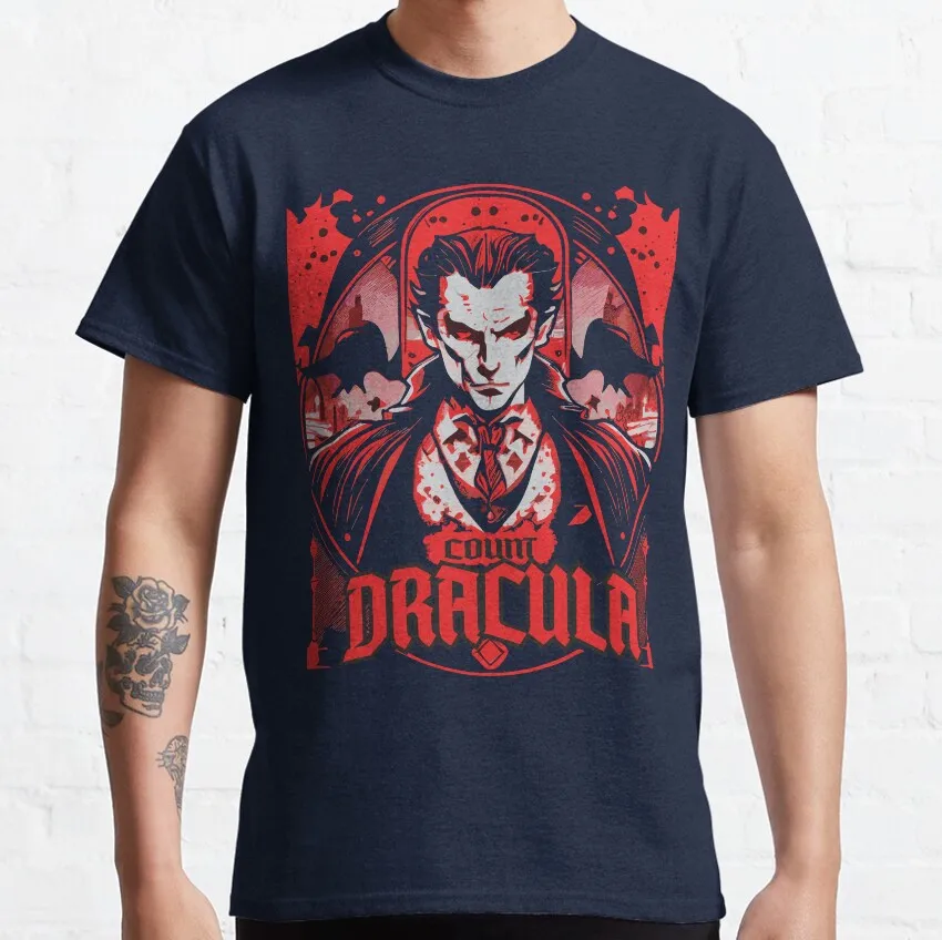 

Count Dracula the king of vampires monster Scary halloween horror vlad impaler 100% cotton printed t shirt plus size clothing