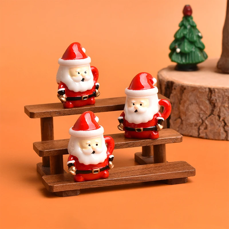Ornamen Cangkir Teh Mini Santa - Dekorasi Rumah Boneka Resin untuk Kerajinan Natal, Taman Peri & Pajangan Hadiah Liburan