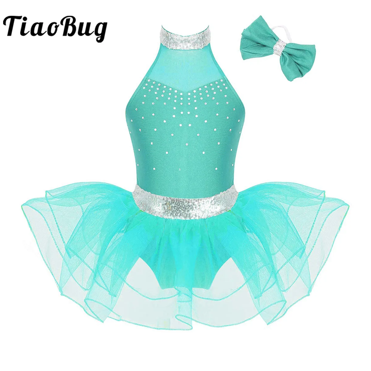 

Kids Girls Ballet Tutu Dress Sequins Mesh Tulle Gymnastics Leotard Modern Lyrical Dancing Costume Performance Dance Wear Outfit