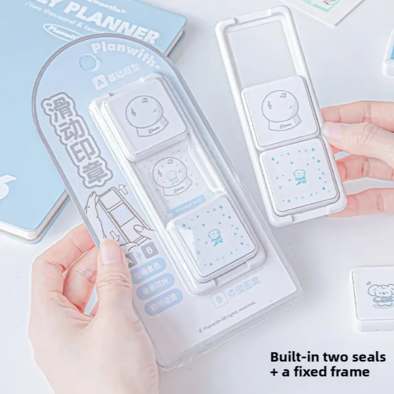Japanese Cute Sliding Stamp Set Detachable Decorative Annotation Stamp for Journal Planner Scrapbooking Supplies