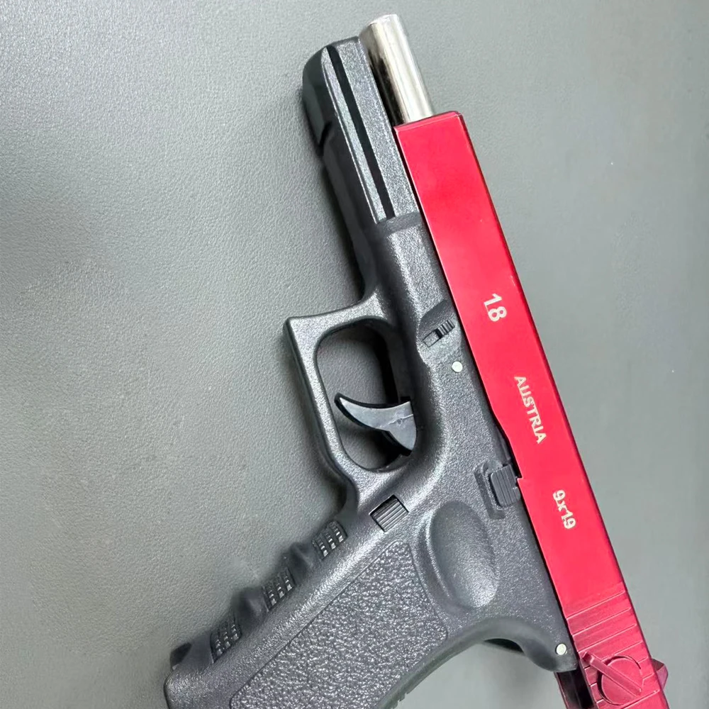 Red & Black G18 Style Manual Gel Ball Blaster Toy, Empty Shell Ejecting Splatter Gun for Outdoor Team Games, Safe for Ages
