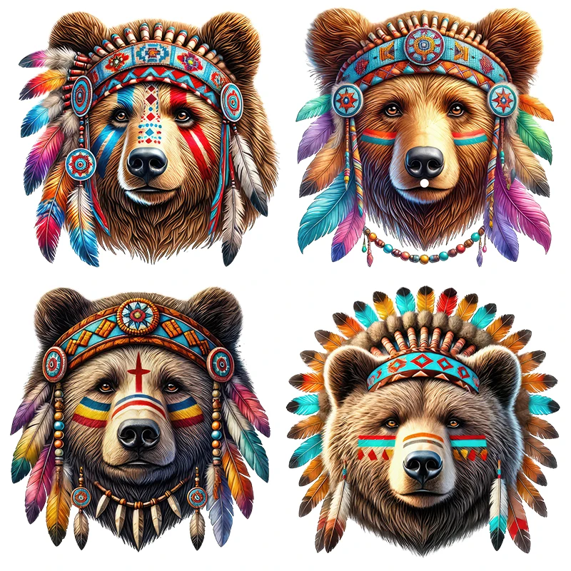 Three Ratels CD203 Bear cartoon wall stickers with ethnic headwear for home decoration computer decals car stickers