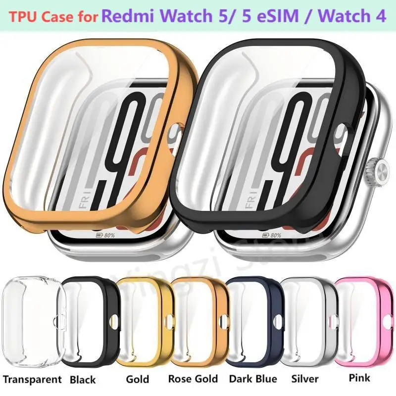 Soft TPU Case For Redmi Watch 5 5 eSIM Smart Watch Strap Bumper Cover Screen Protector For Redmi Watch4 Shell Watch5 Accessory