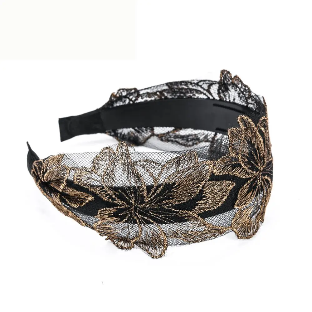 Simple Headwear Lace Embroidered Wash Face Flower Korean Style Hair Hoop Women Hair Hoop Mother Headdress Wide Edge Headband