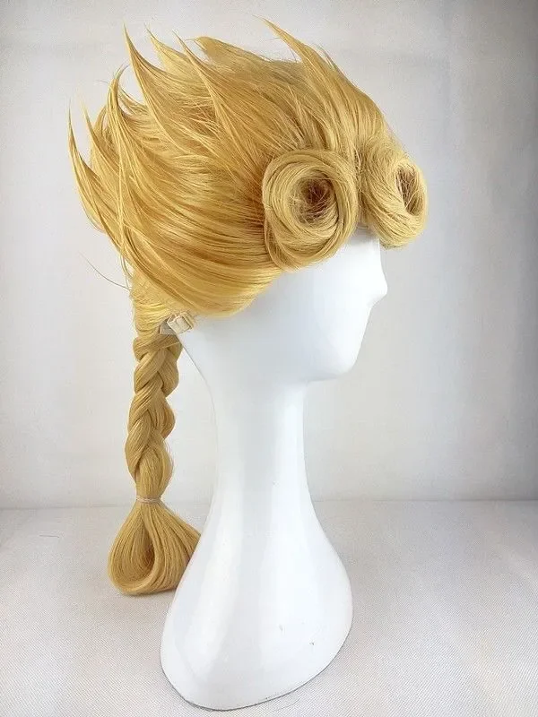 free shipping JoJo Bizarre Adventure Giorno Giovanna Long Golden Braid Styled Hair Wig