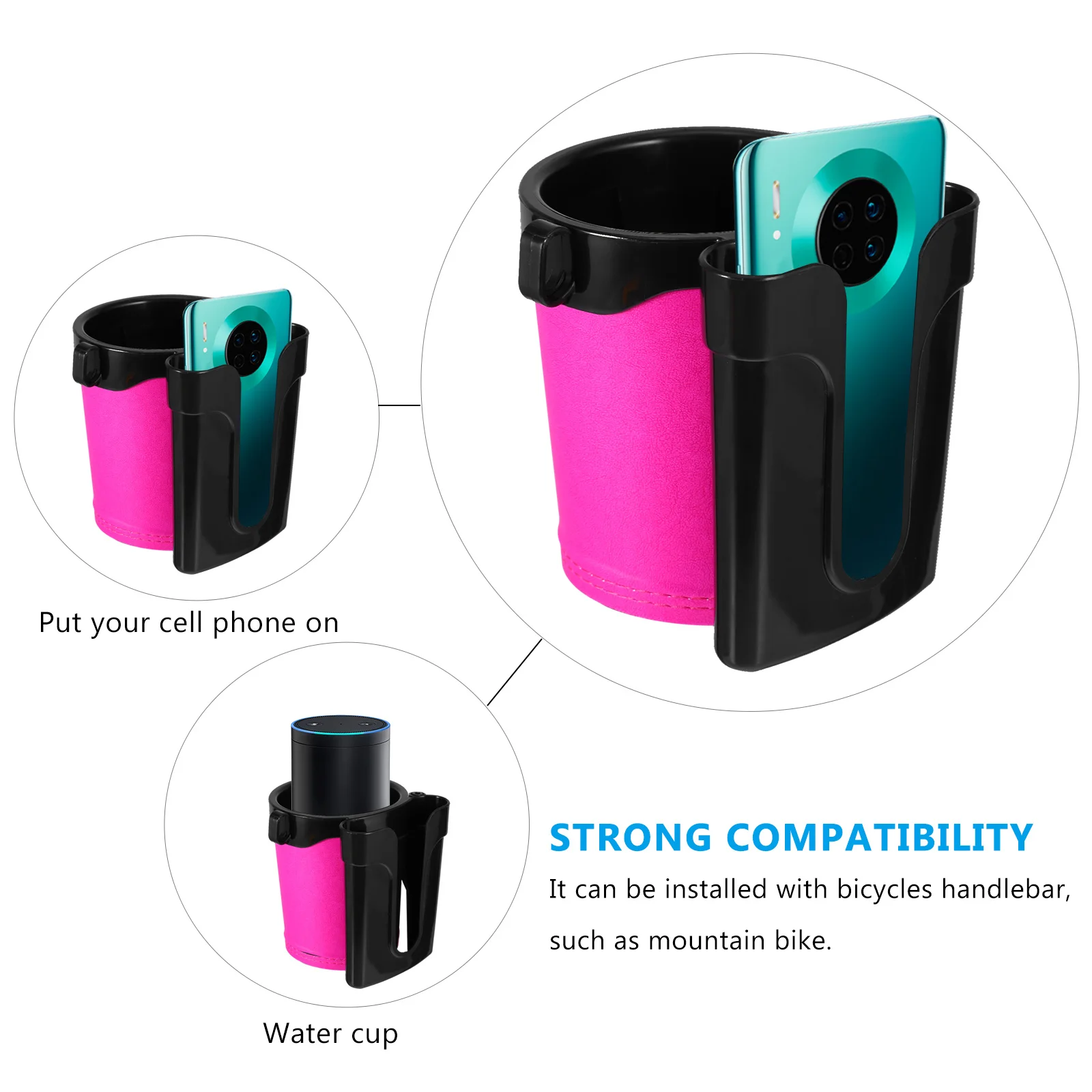 

3 In 1 Bike Phone Bottle Holder Bicycle Handlebar Cup Rack For Cycling Drink Mobile Mount Compatible With Mountain Bike