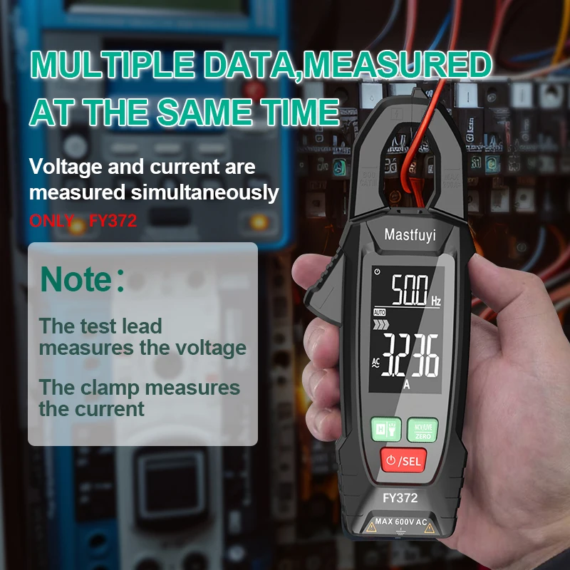 Multímetro Digital de abrazadera MASTFUYI, medidor de corriente HZ de temperatura CA/CC, detección de corriente CC, herramientas especiales para