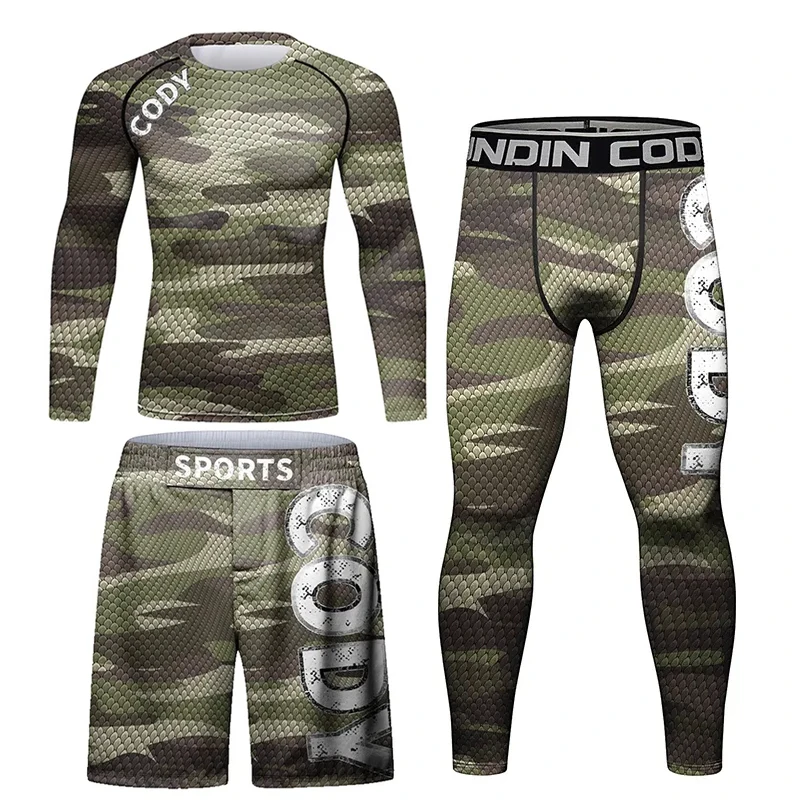 Rashguard Bjj mężczyźni MMA T shirt + zestaw spodni boks szorty MMA kickboxing koszulki Boxeo Sportsuits Gi wysypka straż Jiu Jitsu koszulki