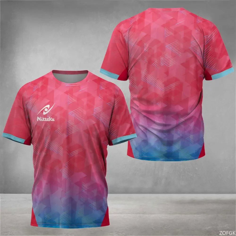Digital Handsome Bedrucktes Herren Tischtennis T-Shirt Herren Sommer Sport Tischtennis T-Shirt Training Schnelltrocknendes T-Shirt