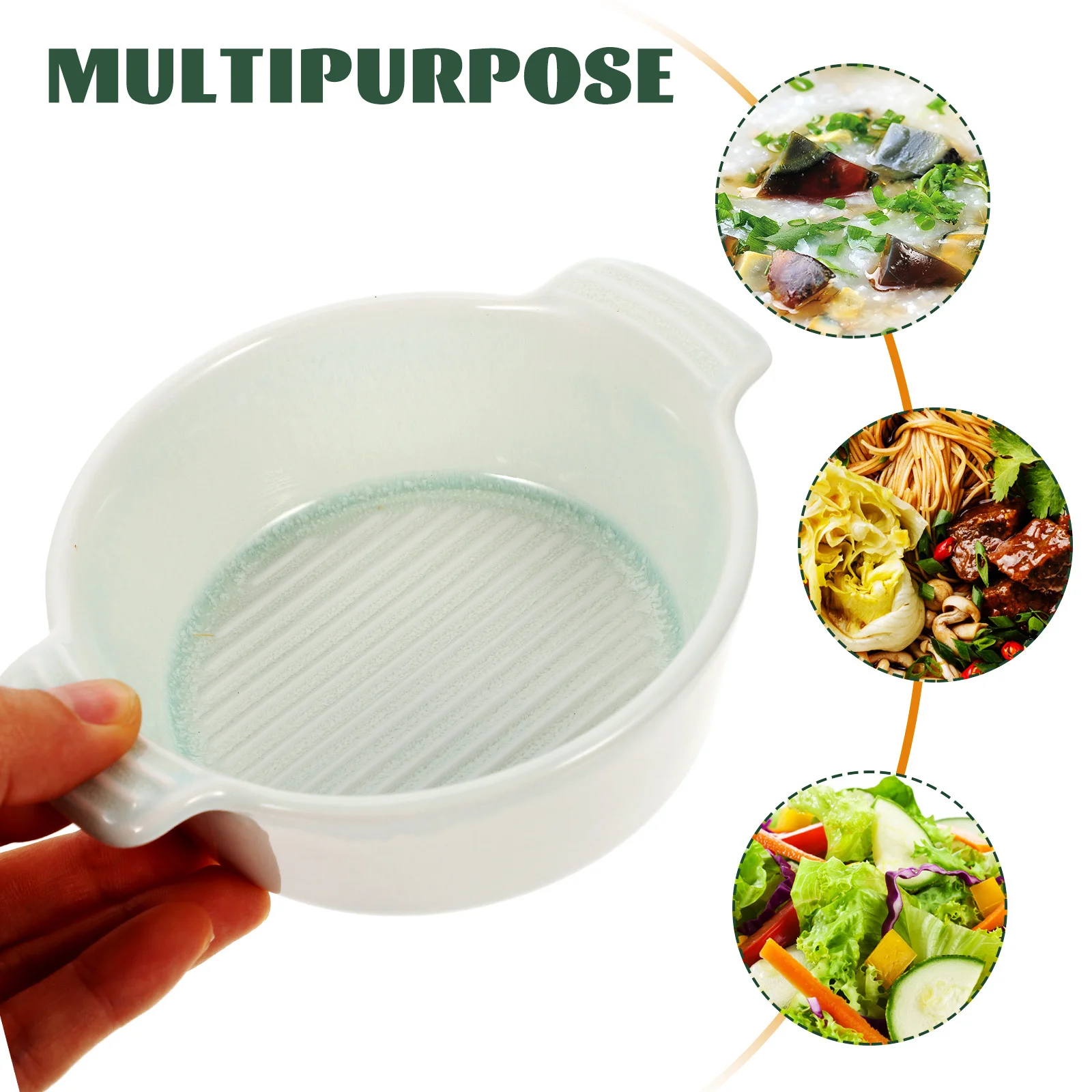 

High Grade Ceramic Double Handle Baking Dish Oven Safe Roasting Tray Baking Bowl Salad Storage Roasting Plate Bread Board