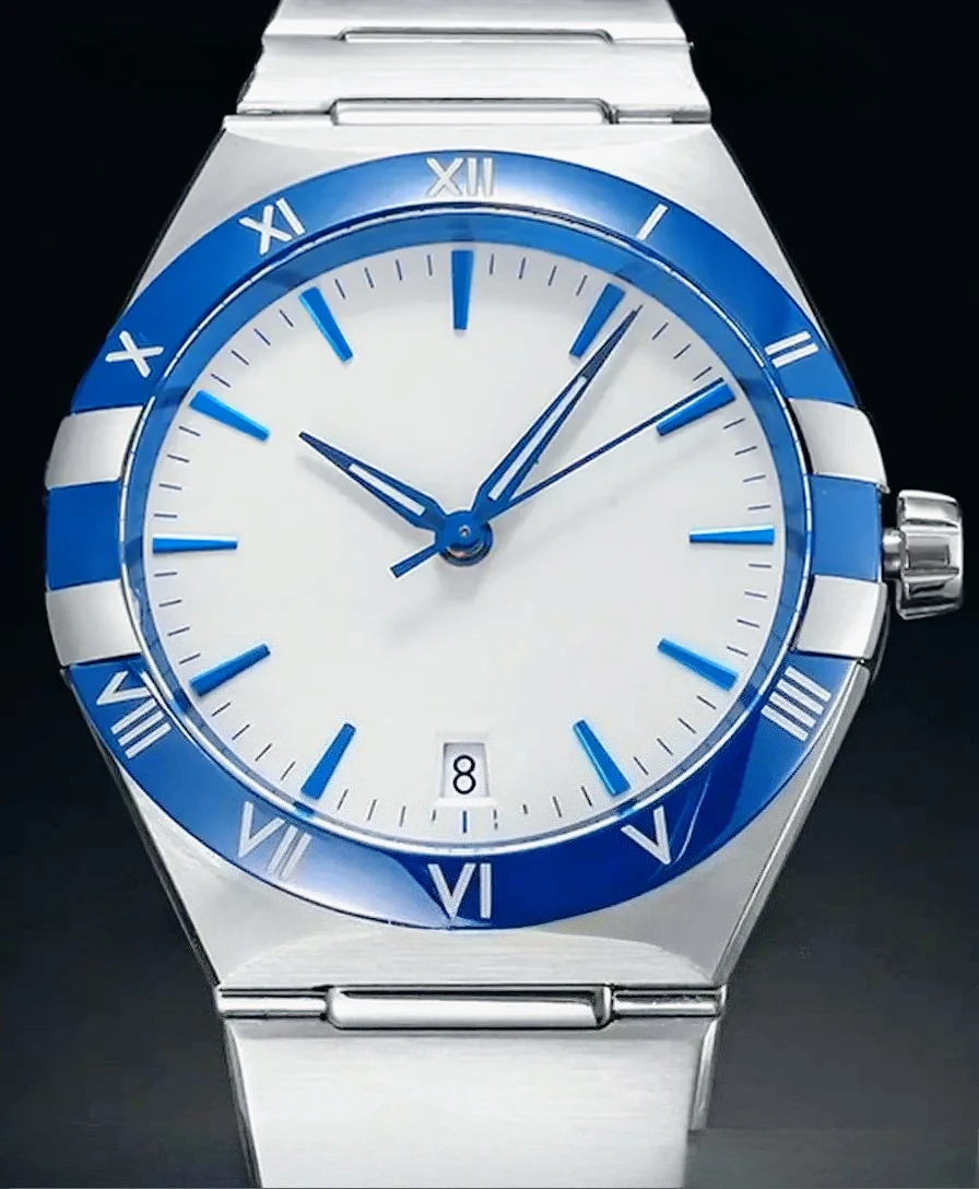 Customized Luxury Men Automatic Mechanical Movement Black Blue Leather Strap Luminous Waterproof Sapphire Glass Stainless Steel - view 6
