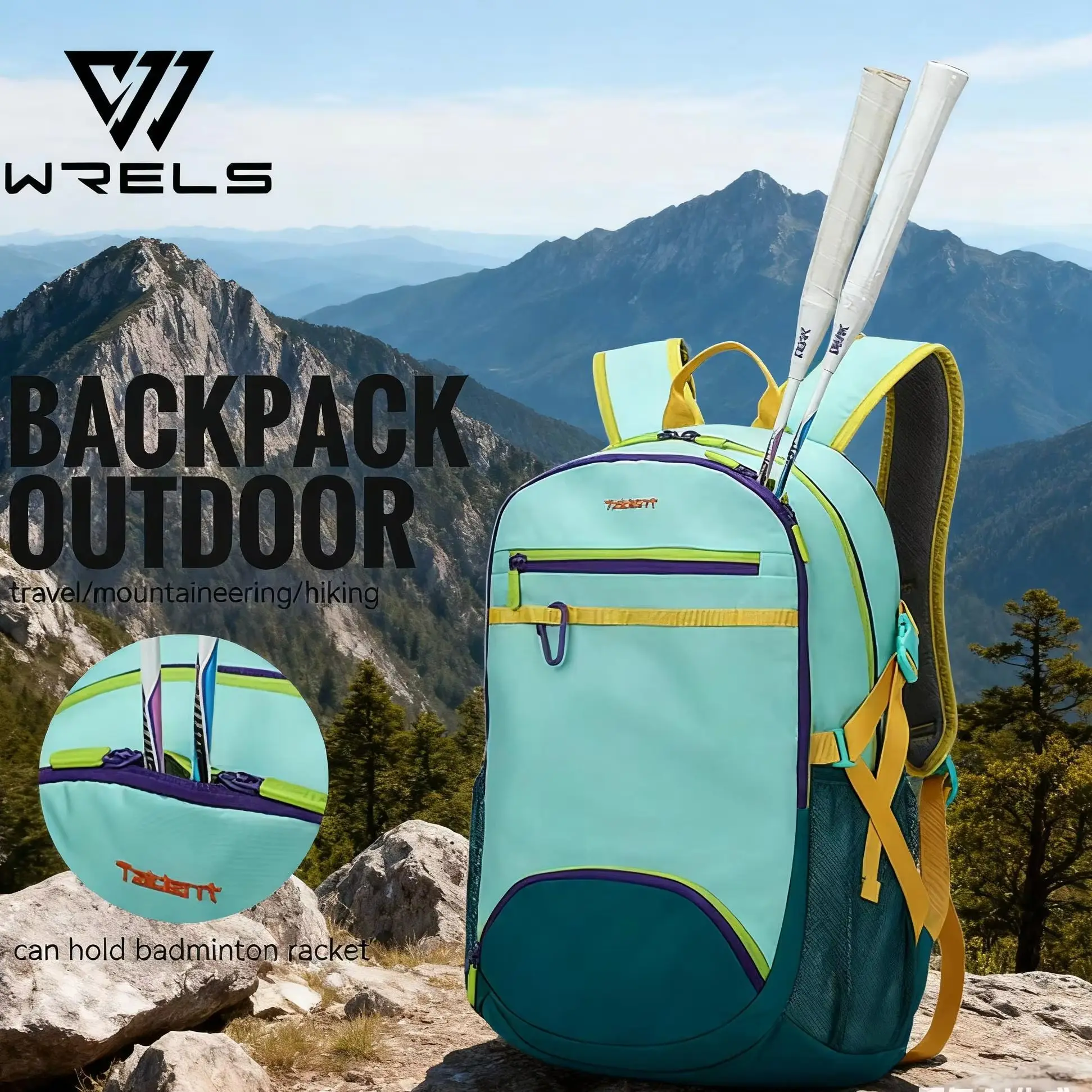 Mochila WRELS, bolsa de gran capacidad para acampar, mochila ligera impermeable para montañismo, bolsa de viaje informal transpirable para exteriores
