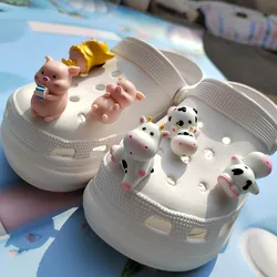 New Cute Five Little Cows Resin Shoe Charms Decoration For Child Clogs DIY Parts Womens Slippers Pins shoe Accessories