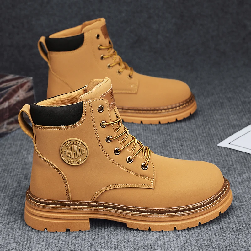 

Men's Ankel Boots Winter Yellow Boot Classic Design Outdoor Waterproof Male Shoe Fashion Popular Wear-Resistant Trendy All-match