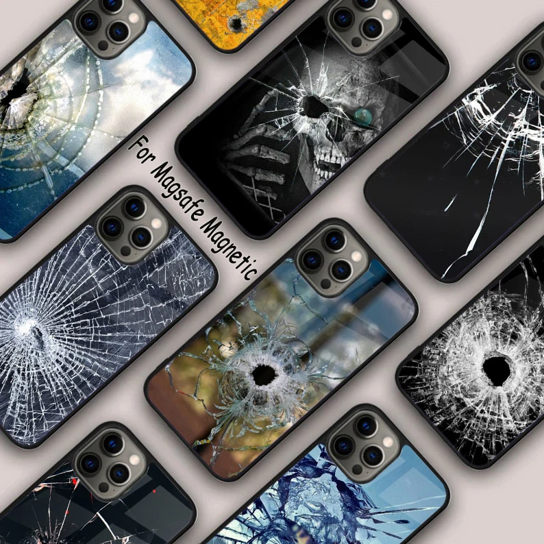 

Магнитный чехол для телефона с пулевидным отверстием для APPLE iPhone 17 Air 16 14 13 12 Pro Max 15 Plus с беспроводной зарядкой и крышкой MagSafe