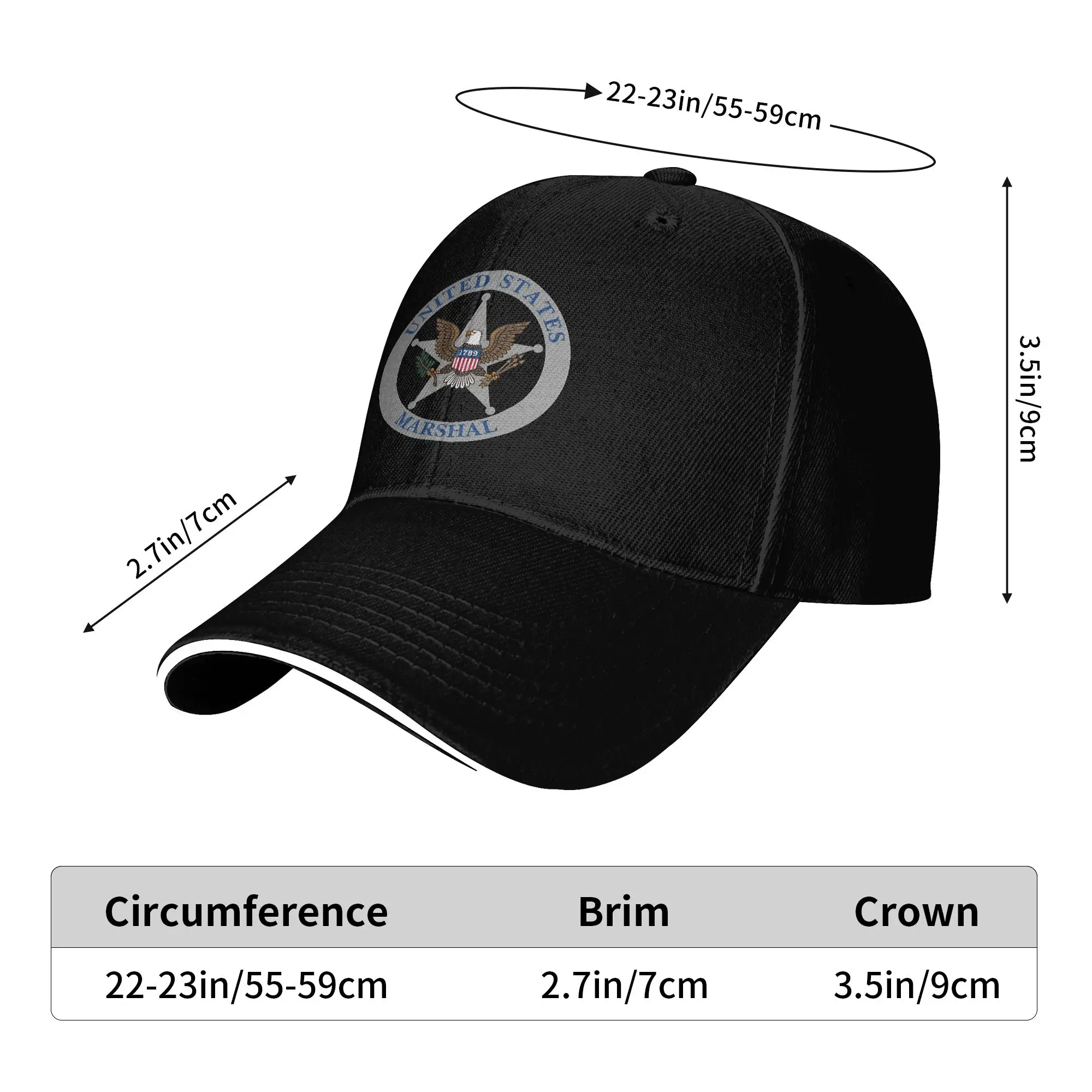 US United States U.S. Marshal Police Baseball Cap  Trendy Hip Hop Hats Spring Unisex-Teens Hunting Camping Snapback Cap