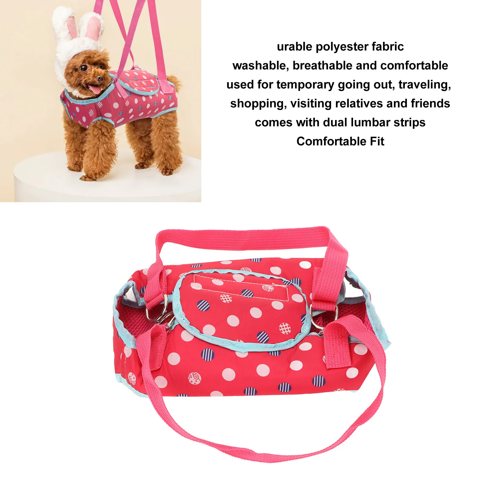 Dog Lift Harness Support Breathable Washable Portable Dog Sling Harness With Dual Lumbar Strips For Small Dogs