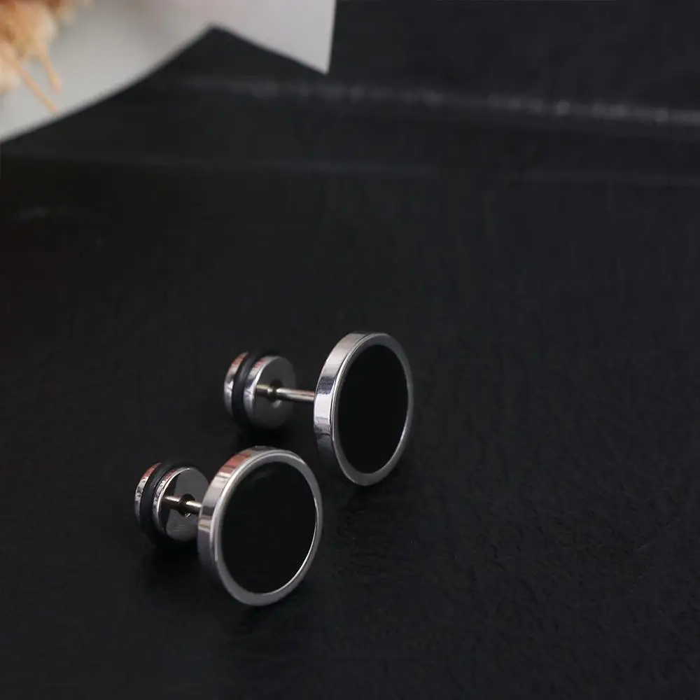 Korean Style Round Black Stud - Street Fashion Earrings ulasan dan harga