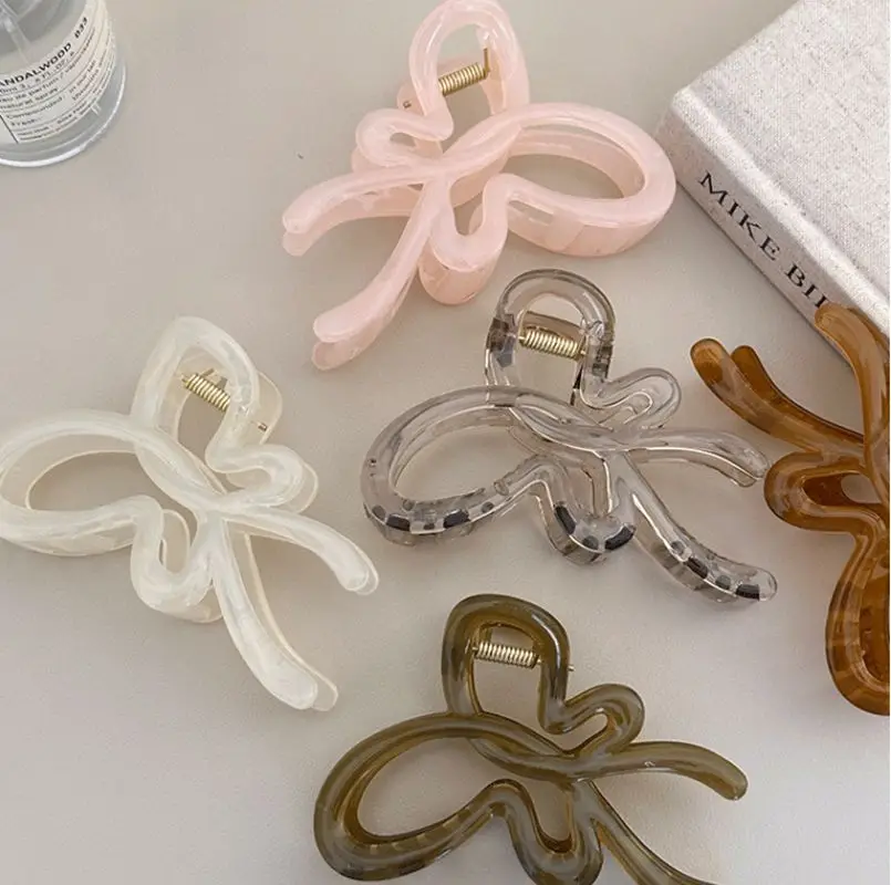 Sweet Bow Butterfly Large Hair Claw Crab Clip Accessories For Women Jelly Acrylic Ponytail Hair Clamp Hairpins Barrette Headwear