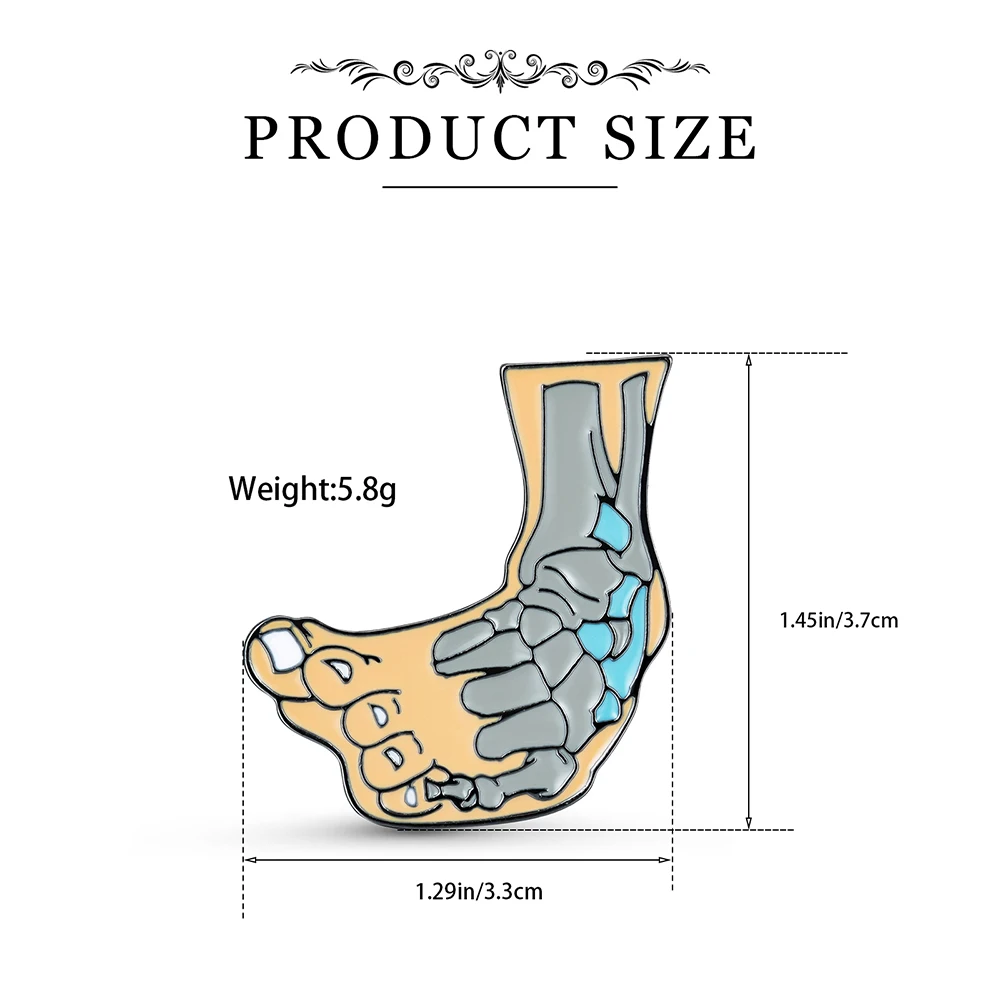 Hanreshe Medical Funny Foot Bone Enamel Pin Fracture Orthopedics Brooch X-Ray Skeleton Badge Backpack Lapel Accessories