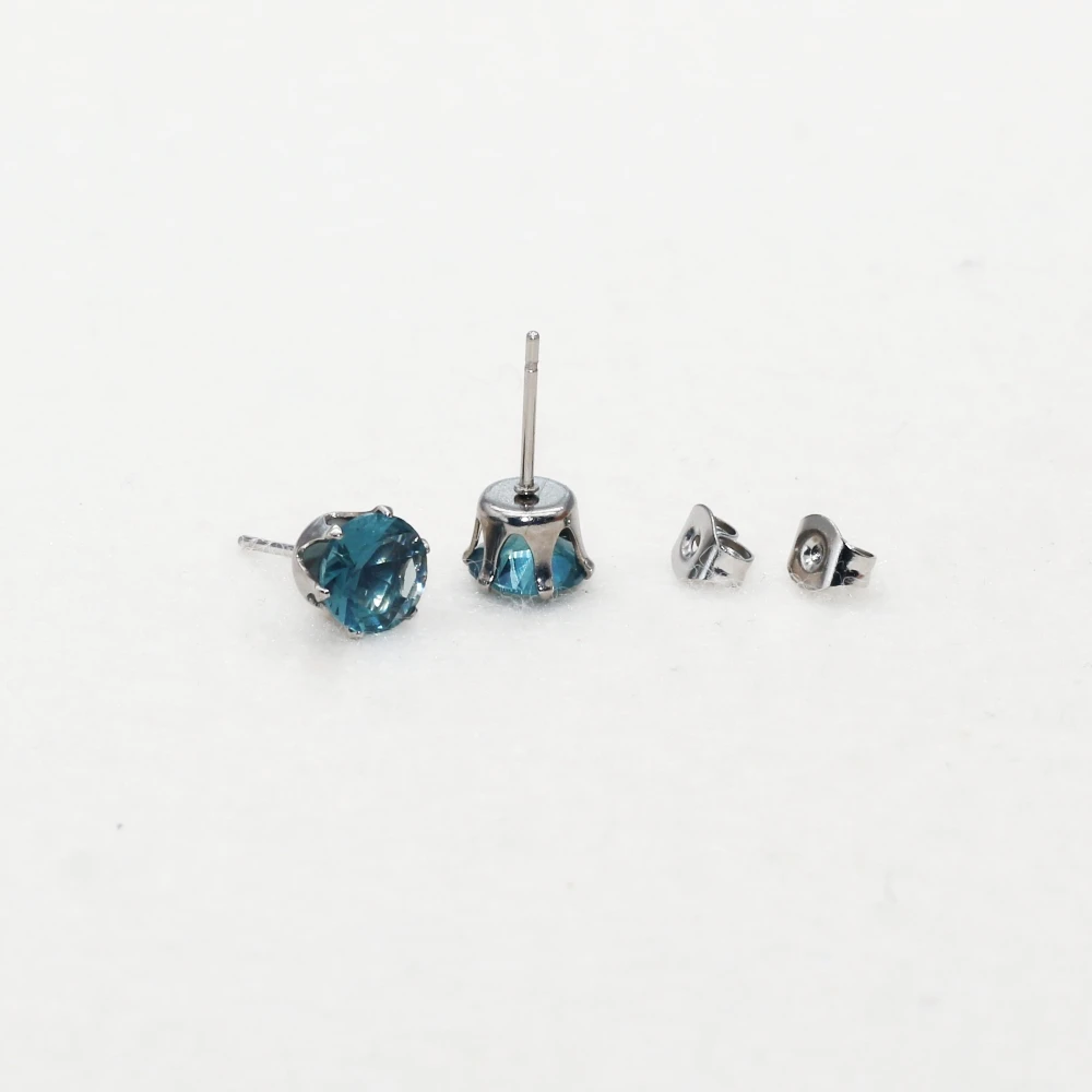Mini Pink Black Zircons Stainless Steel Stud Earrings Push Back Size 7MM Bling Fashion Brief No Allergy As Gift