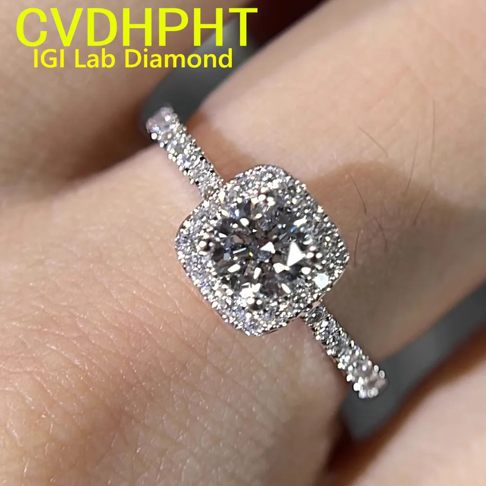 Perfect 18K white gold Lab grown dimaond ring IGI Round cut D VS1 Wedding engagement ring