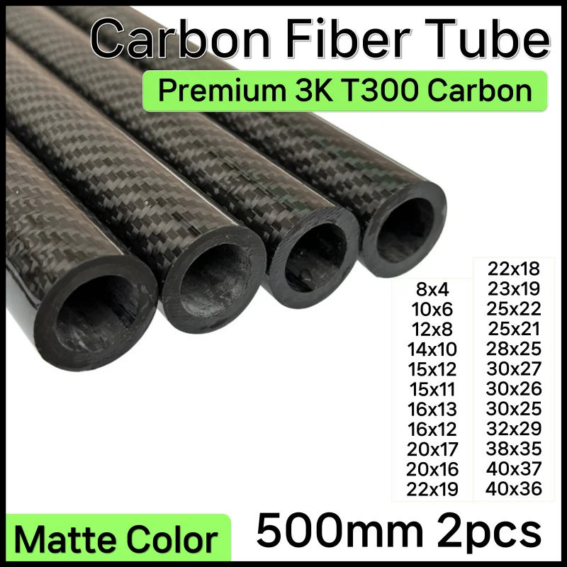 lot/2pcs 500mm Carbon Fiber Tube for RC Airplanes 3K High Hardness Composite Material OD 20mm 22mm 24mm 30mm 100% Pure Carbon