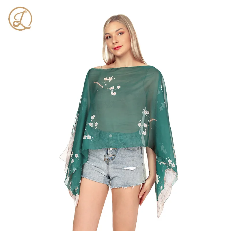 

Summer Poncho new style magpie heralding spring shawl fashionable sunshade long Cape sunscreen cloak P1