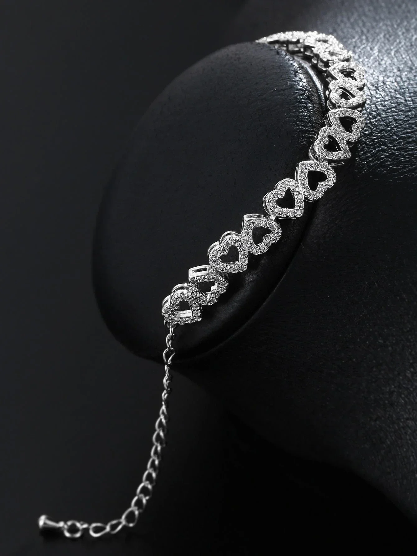 

Cubic Zirconia Heart Link Chain Bracelet For Adults