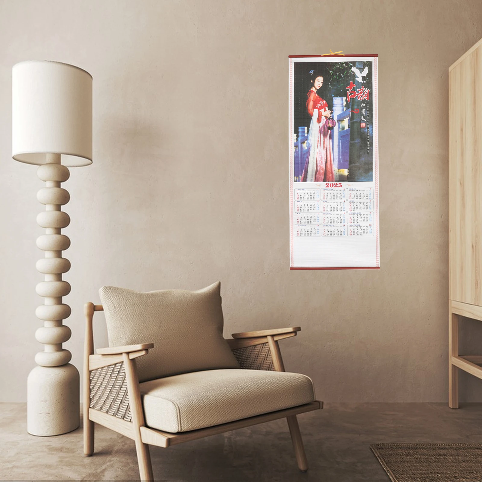 

Декоративный подвесной календарь на 2025 год, китайский лунный календарь, настенный декор с классическим дизайном для дома и офиса