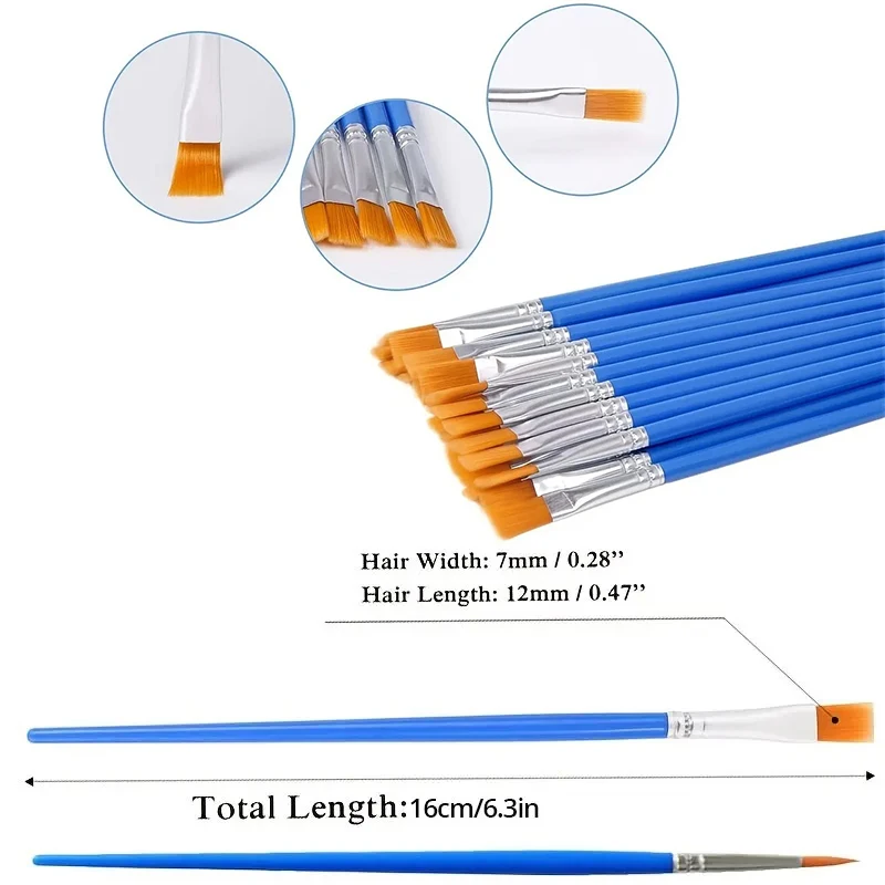 

20pcs Painting Brushes Set Art Round Flat Nylon Hair Paint Brush for Oil Acrylic Watercolor Kids/Artists/Beginners/Students