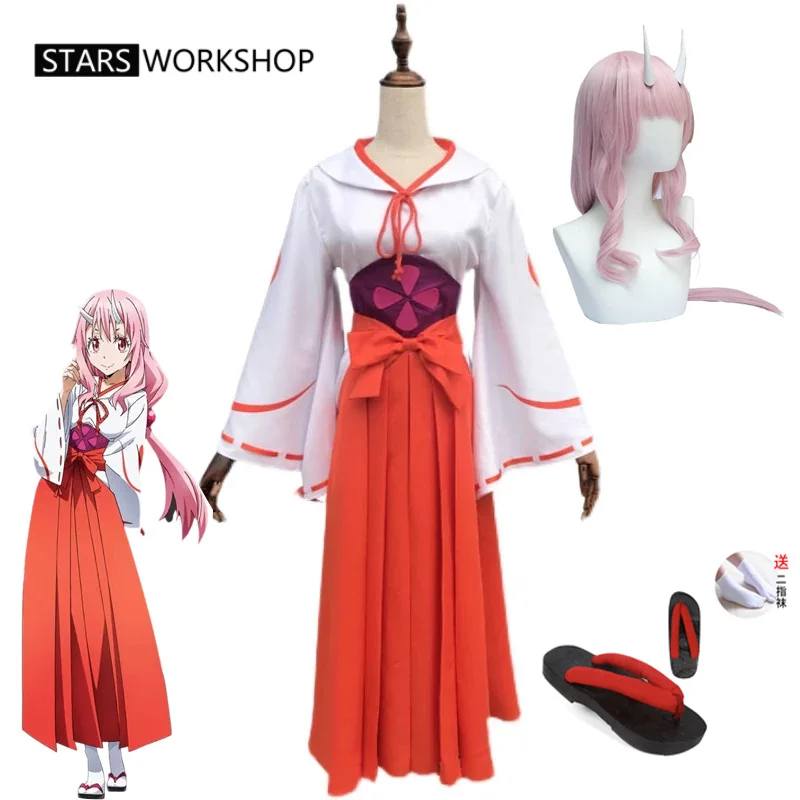 Anime That Time I Got Reincarnated As A Slime Shuna Cosplay Costume Women Kimono Uniform Clogs Headwear For Halloween Carnival