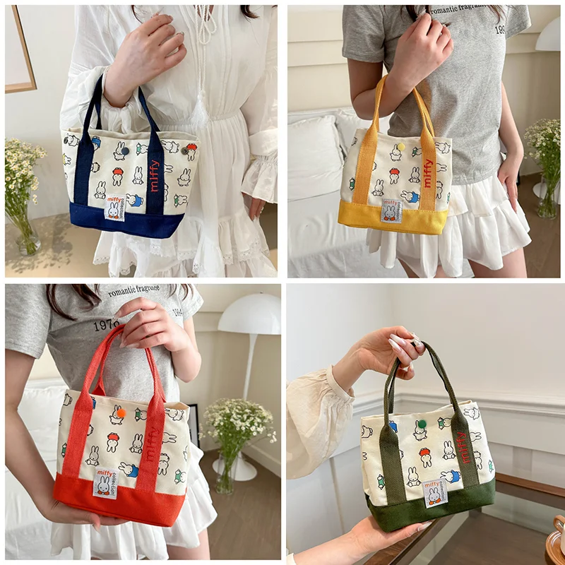 

Модная сумка Miffy с героями мультфильмов, кавайный кролик, холст, вышивка, бенто, многофункциональная сумка для хранения, подарок на Рождество и праздник для девочек
