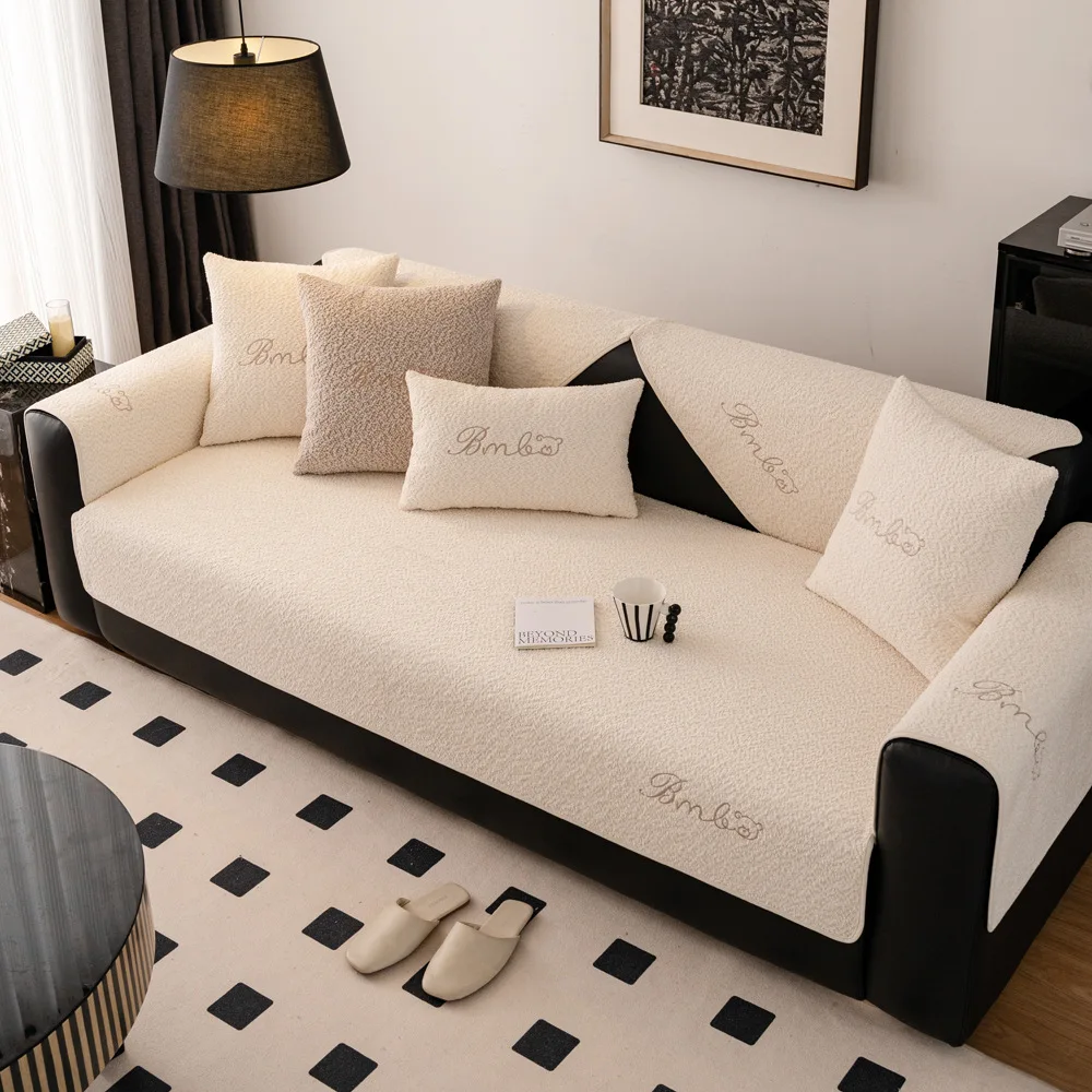 Chenille Living Room Sofa Cushion Four Seasons Universal Couch Cover Non Slip Black Border Sofa Protective Cover