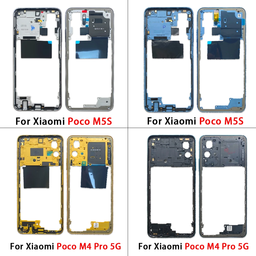 10Pcs，New For Xiaomi Mi Poco M3 M4 Pro 5G M5S Middle Frame Front Frame Bezel Middle Housing Chassis With Volume Buttons Parts