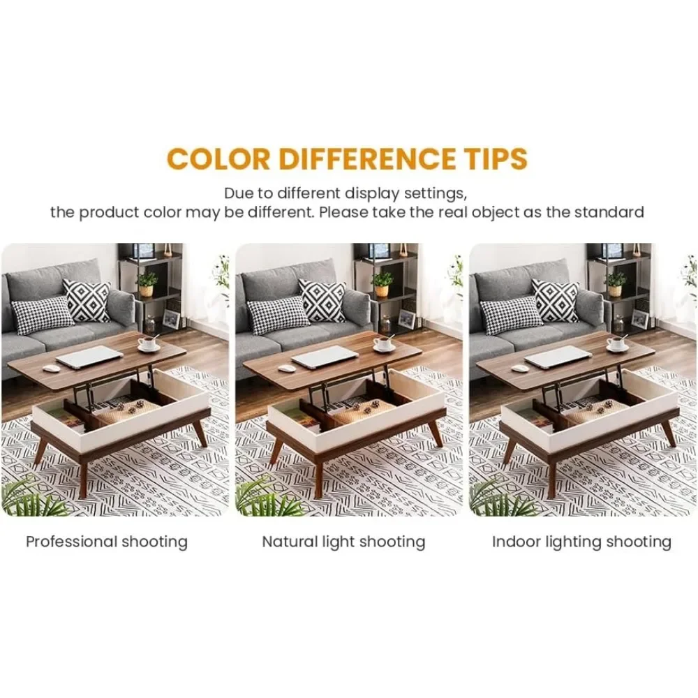 Lift Top Coffee Table, Center Tables with Hidden Storage Compartment, Dining Table for Living Room Reception, Coffee Table