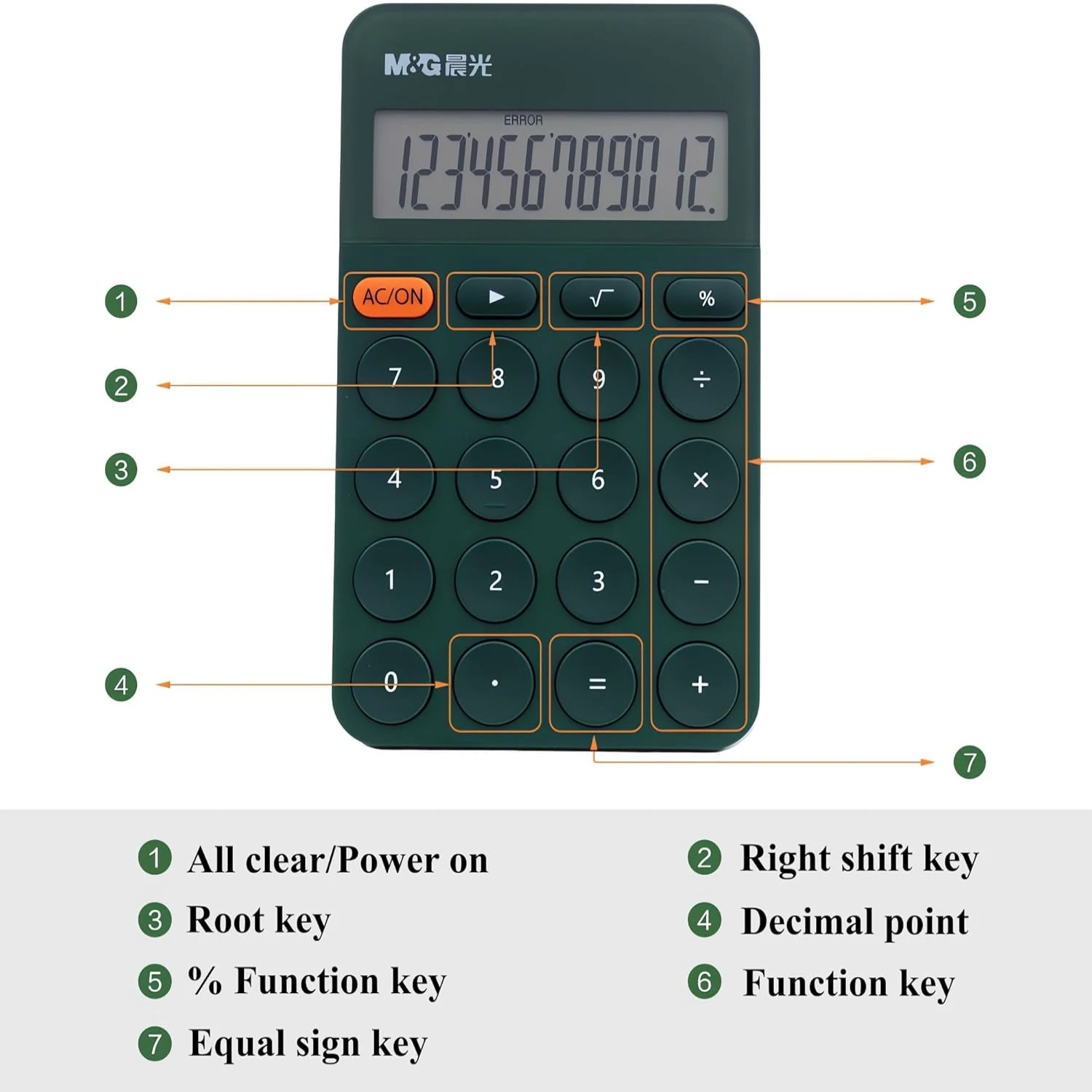M&G Desk Calculator 12 Digit Calculator with Large LCD Display and Buttons, Automatic Sleep, Portable Cute Calculator for School