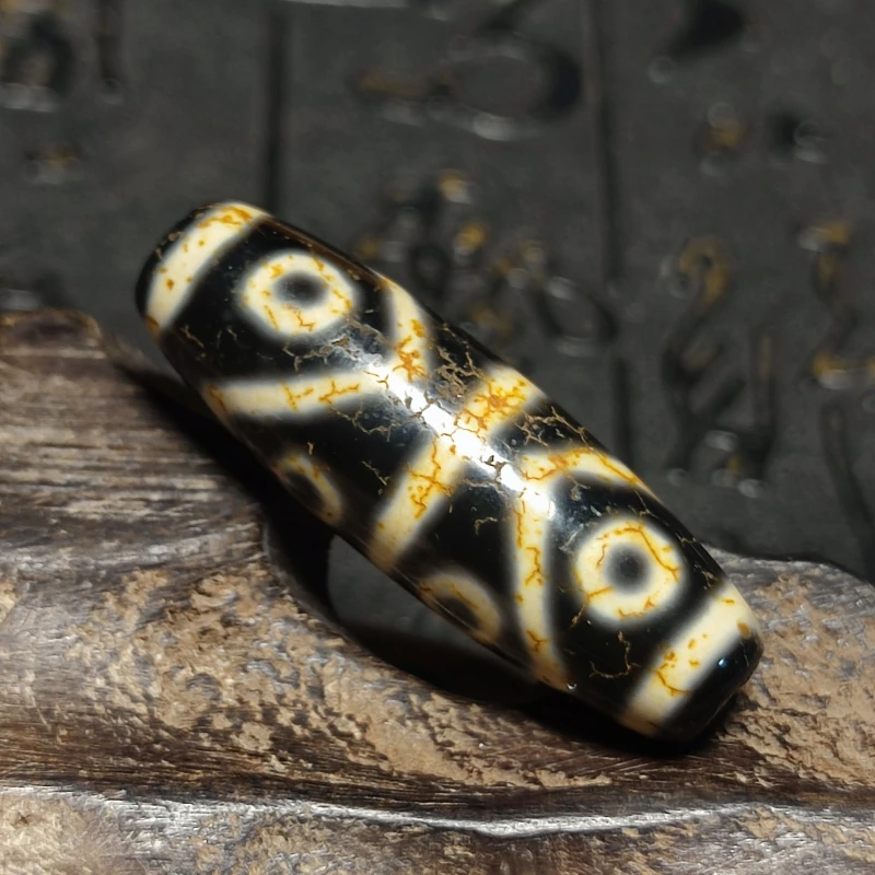 

Tibet Old Agate Beads Dark Yellow 8 Eyes DZI 12*40mm Agate Beads Men&Women Jewelry DIY Free Shipping